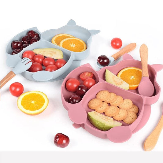 Kit 7 Pcs, Prato Formato Esquilo Com Ventosa, Babador, Conjunto Alimentação Para Bebê