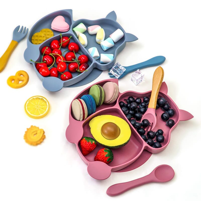 Kit 7 Pcs, Prato Formato Esquilo Com Ventosa, Babador, Conjunto Alimentação Para Bebê