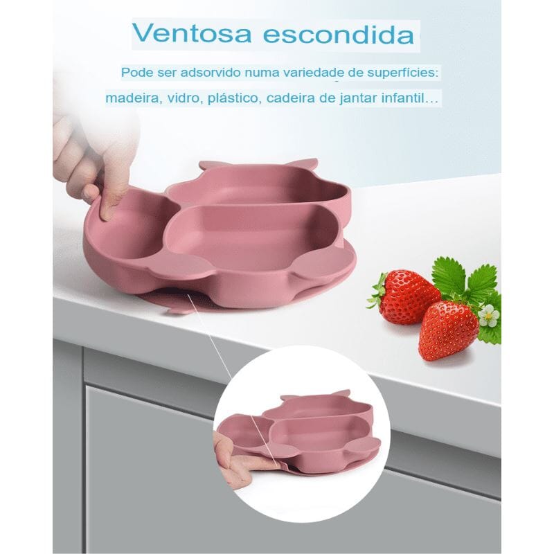 Kit 7 Pcs, Prato Formato Esquilo Com Ventosa, Babador, Conjunto Alimentação Para Bebê