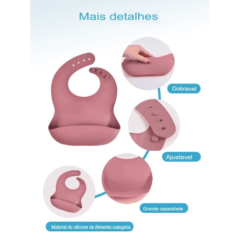 Kit 7 Pcs, Prato Formato Esquilo Com Ventosa, Babador, Conjunto Alimentação Para Bebê