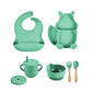 Kit 7 Pcs, Prato Formato Esquilo Com Ventosa, Babador, Conjunto Alimentação Para Bebê