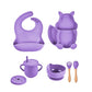 Kit 7 Pcs, Prato Formato Esquilo Com Ventosa, Babador, Conjunto Alimentação Para Bebê