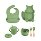 Kit 7 Pcs, Prato Formato Esquilo Com Ventosa, Babador, Conjunto Alimentação Para Bebê