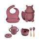Kit 7 Pcs, Prato Formato Esquilo Com Ventosa, Babador, Conjunto Alimentação Para Bebê